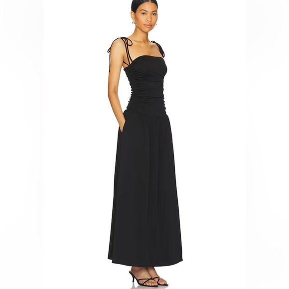NWT All The Ways Orelia Maxi Dress in Black drop waist strappy Revolve L - Picture 2 of 11